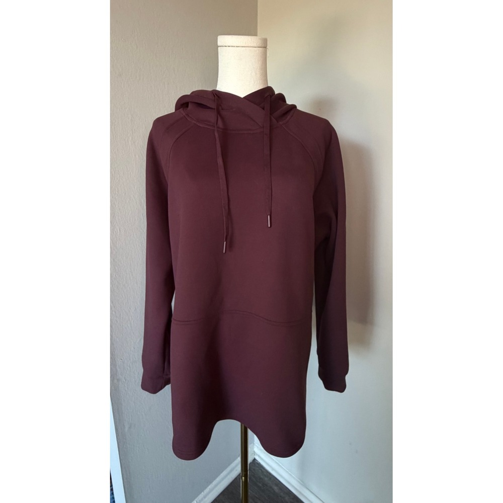 32 Degrees Heat Pullover Hoodie Tunic XL Burgundy Longline Raglan Athletic